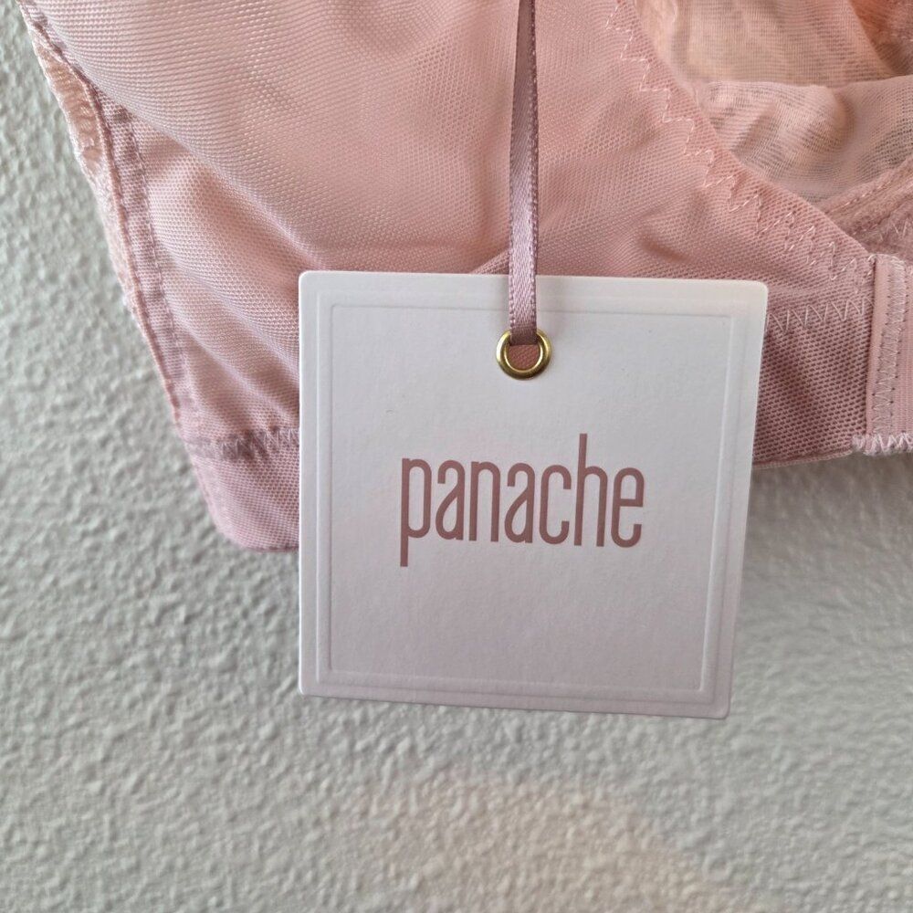 Panache Andorra Wireless Bra Size 32F Full Cup Soft Blush Pink Lace NEW Romantic - Picture 6 of 8
